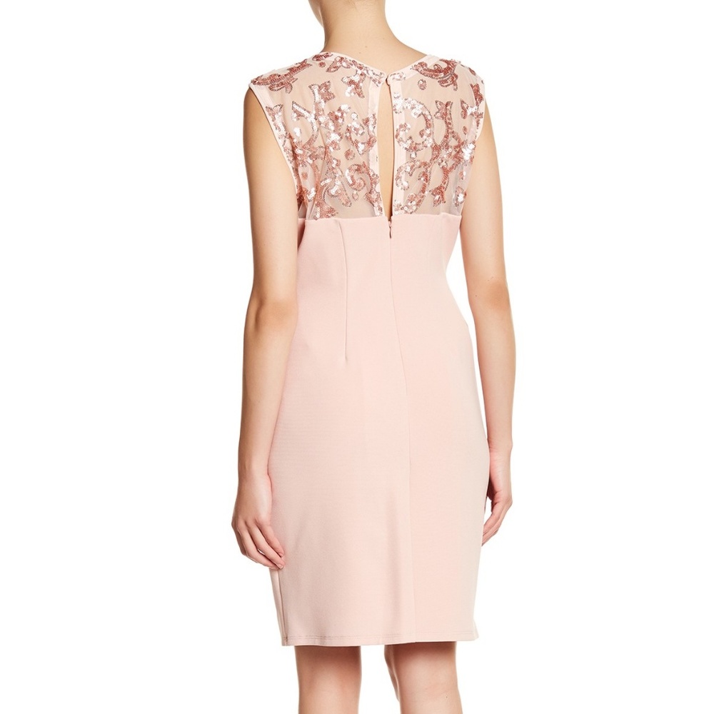 MARINA Petite 14 New Sequin Mesh Embroidered Top DRESS Sheath BLUSH Hot🔥 🎉HP🎉 - Picture 9 of 11